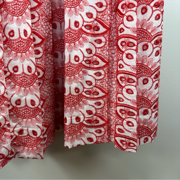 Brooks Brothers Red/White Patterned Eyelet Sleeveless Fit and Flare Dress Sz 14 - Picture 8 of 16